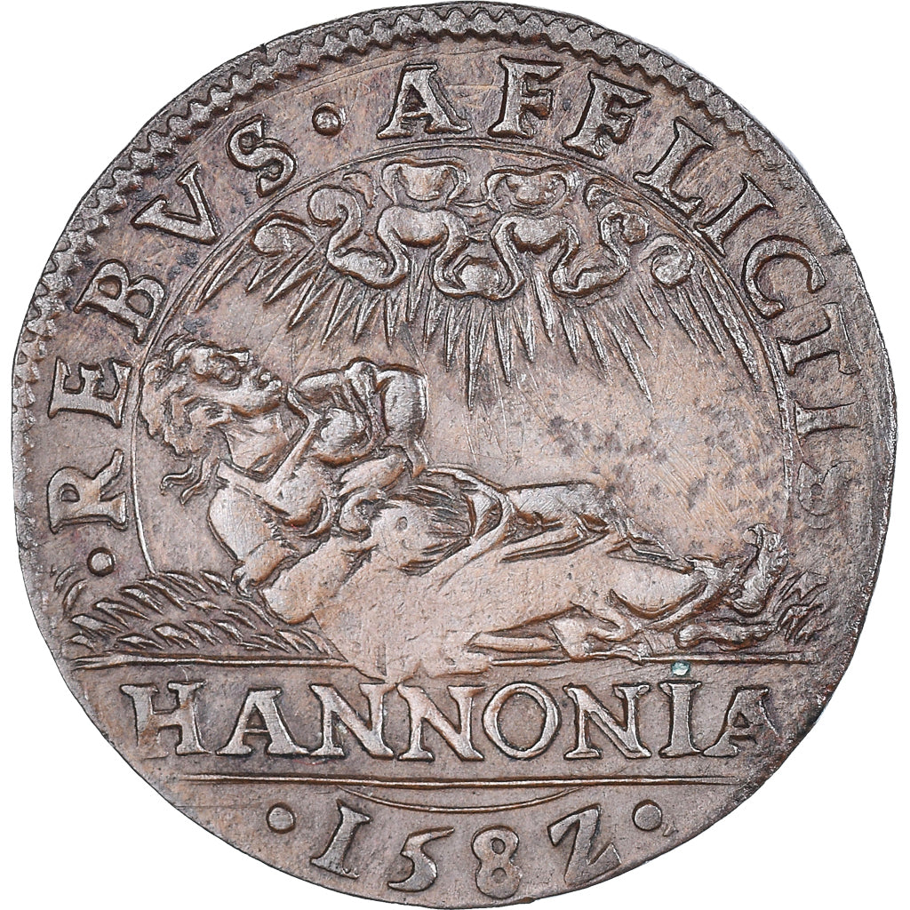 Spanish Netherlands, Token, État malheureux du Hainaut, 1582, AU(50-53), Copper