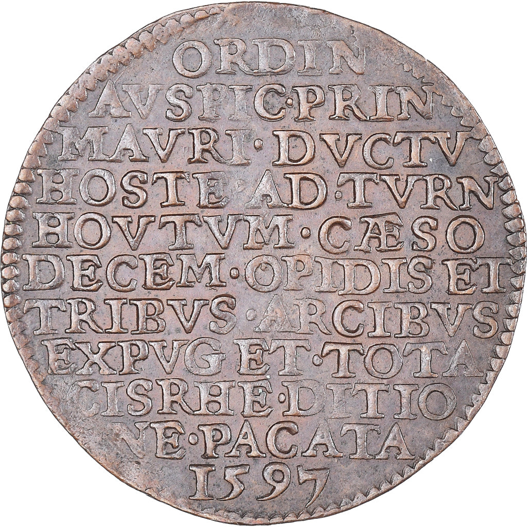 Pays-Bas, Jeton, Victory of Maurice of Orange at Turnhout, 1597, TTB+, Cuivre