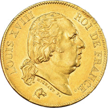 Moneta, Francja, Louis XVIII, 40 Francs, 1818, Lille, AU(55-58), Złoto