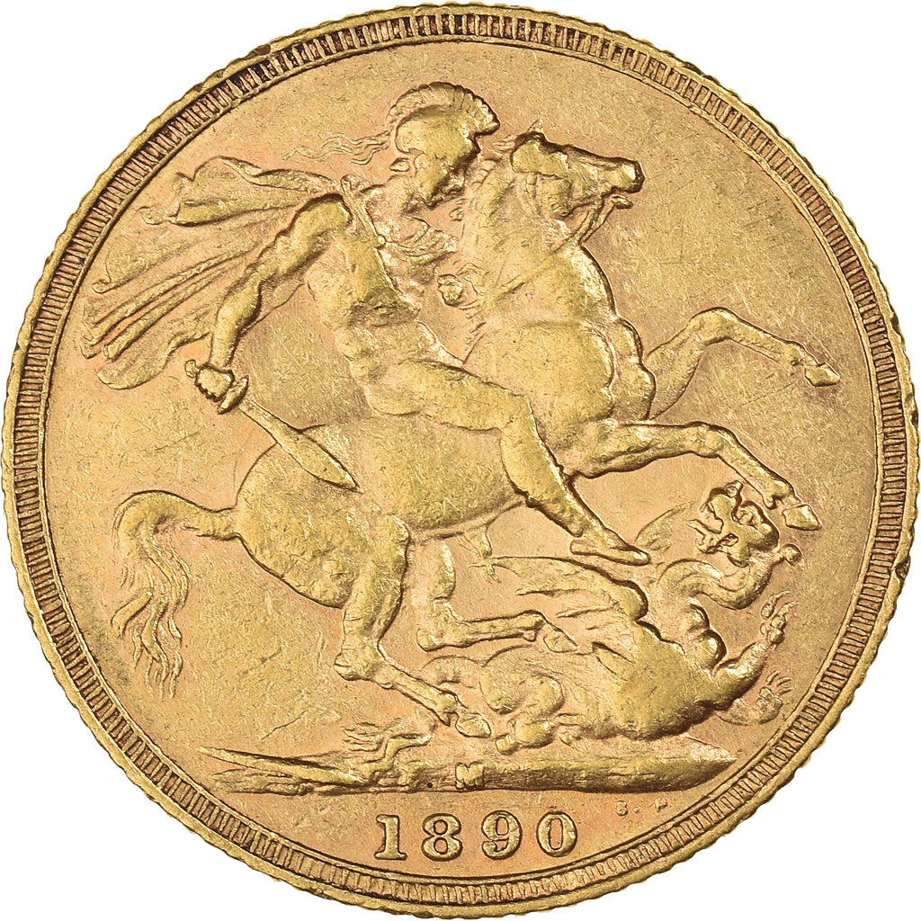Coin, Australia, Victoria, Sovereign, 1890, Melbourne, EF(40-45), Gold, KM:10