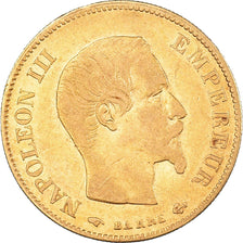 Moneta, Francia, Napoleon III, 10 Francs, 1858, Paris, BB, Oro, KM:784.3, Le