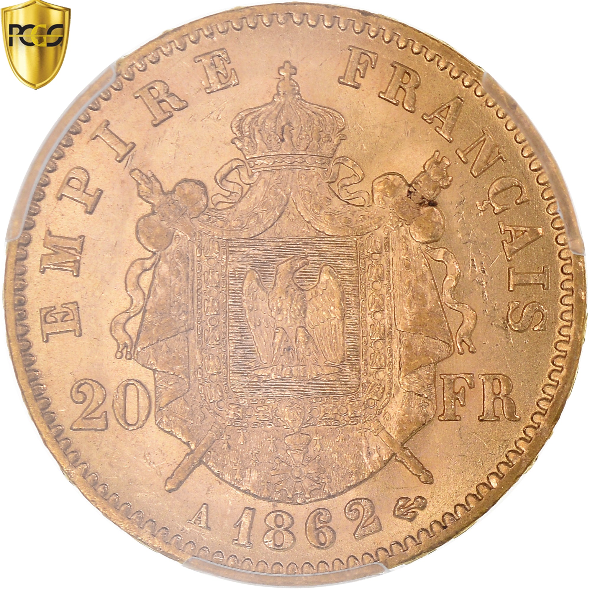 Monnaie, France, Napoleon III, 20 Francs, 1862, Paris, PCGS, MS62, SUP+, Or