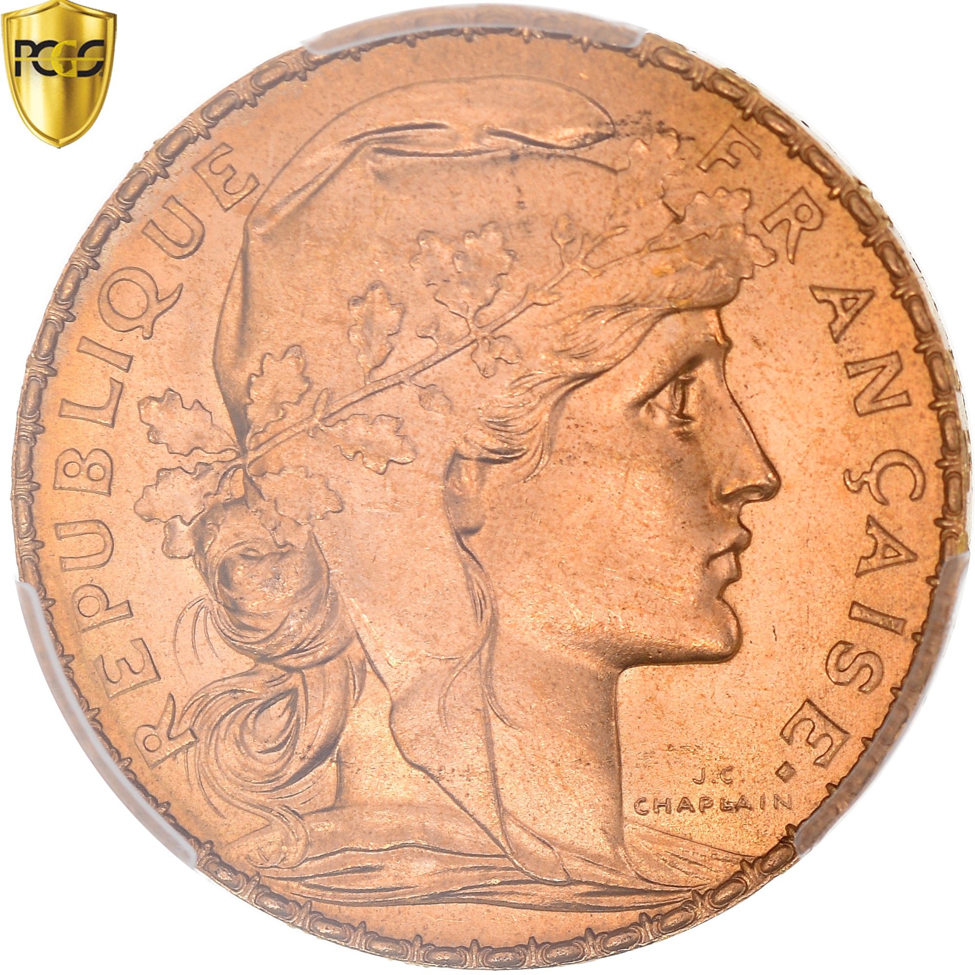 Moneta, Francia, Marianne, 20 Francs, 1909, Paris, PCGS, MS66, FDC, Oro, KM:857