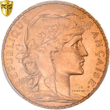 Moneta, Francia, Marianne, 20 Francs, 1909, Paris, PCGS, MS66, FDC, Oro, KM:857