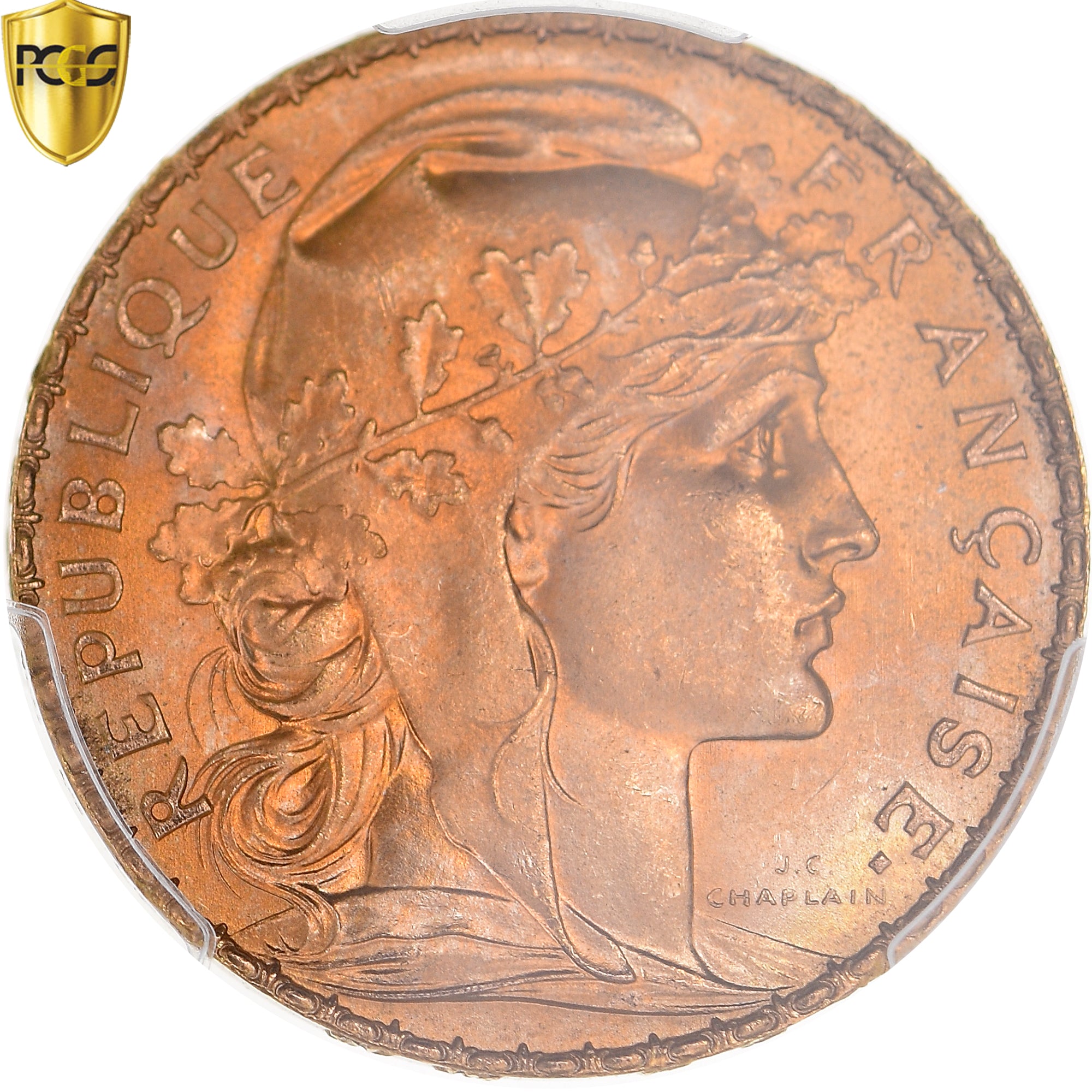 Moneta, Francia, Marianne, 20 Francs, 1909, Paris, PCGS, MS66, FDC, Oro, KM:857