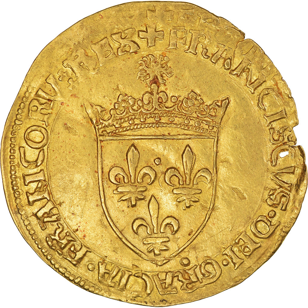 Moneta, Francia, François Ier, Écu d'or au soleil, Rouen, BB+, Oro
