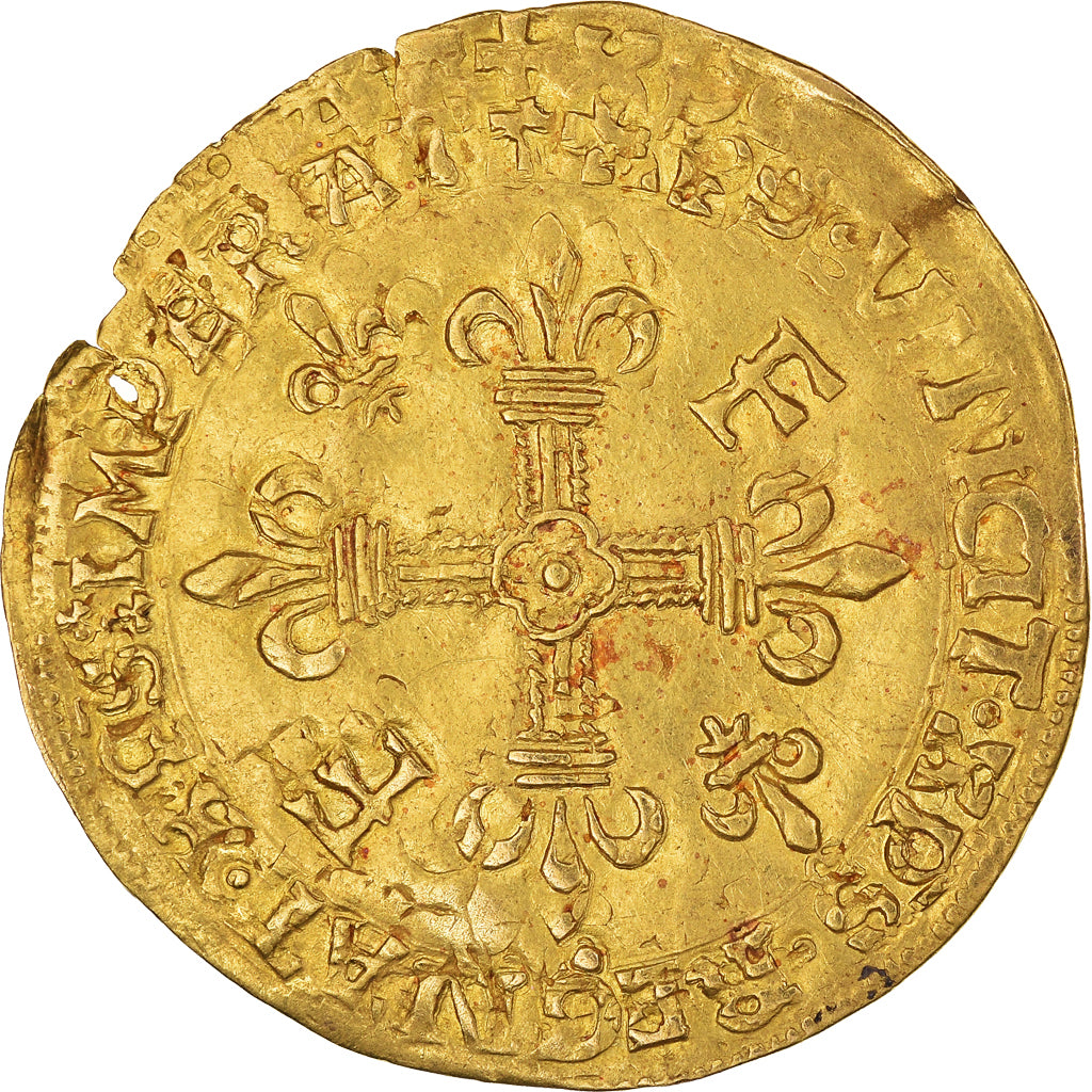 Moneta, Francia, François Ier, Écu d'or au soleil, Rouen, BB+, Oro