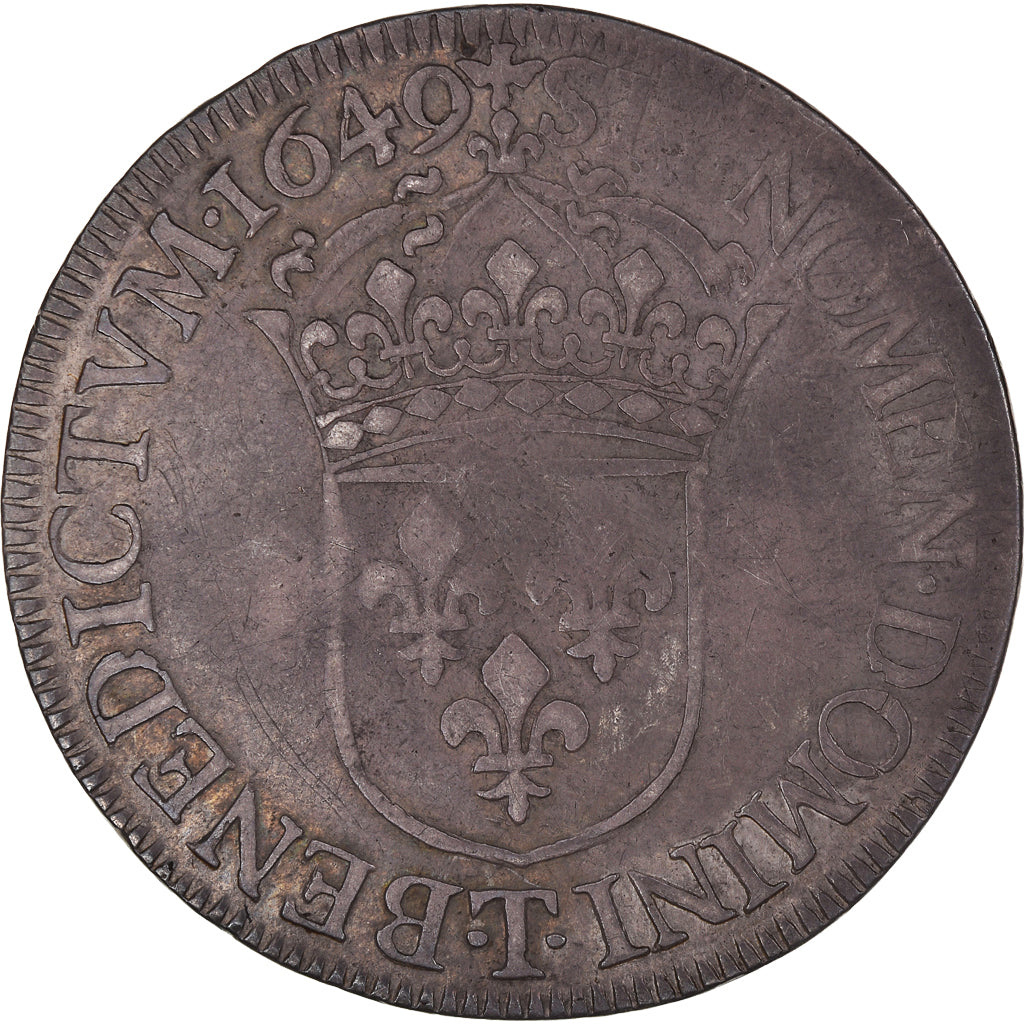 Munten, Frankrijk, Louis XIV, Écu à la mèche longue, Ecu, 1649, Nantes, FR