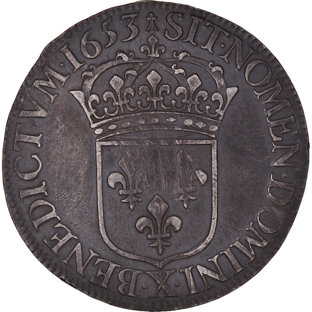 Munten, Frankrijk, Louis XIV, Écu à la mèche longue, Ecu, 1653, Amiens, ZF