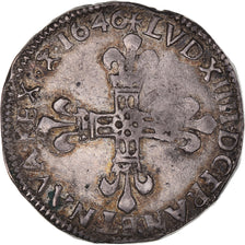 Coin, France, Louis XIV, 1/4 d'écu à la croix de face, 1646, Limoges
