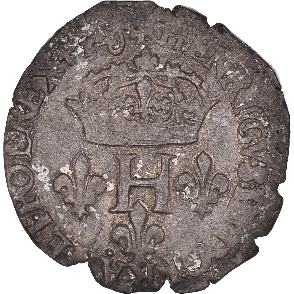 Moeda, França, Henri III, Double Sol Parisis, 1584, Dijon, EF(40-45), Lingote