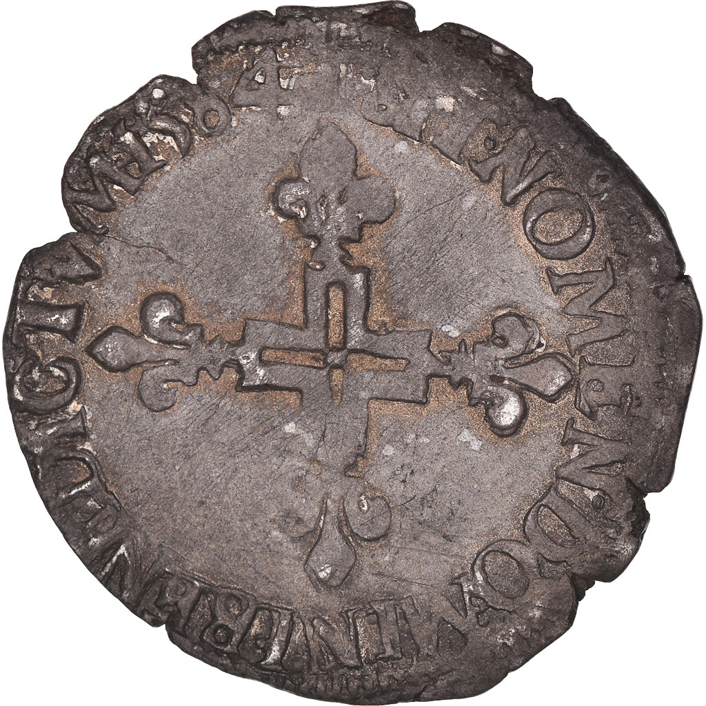 Moeda, França, Henri III, Double Sol Parisis, 1584, Dijon, EF(40-45), Lingote