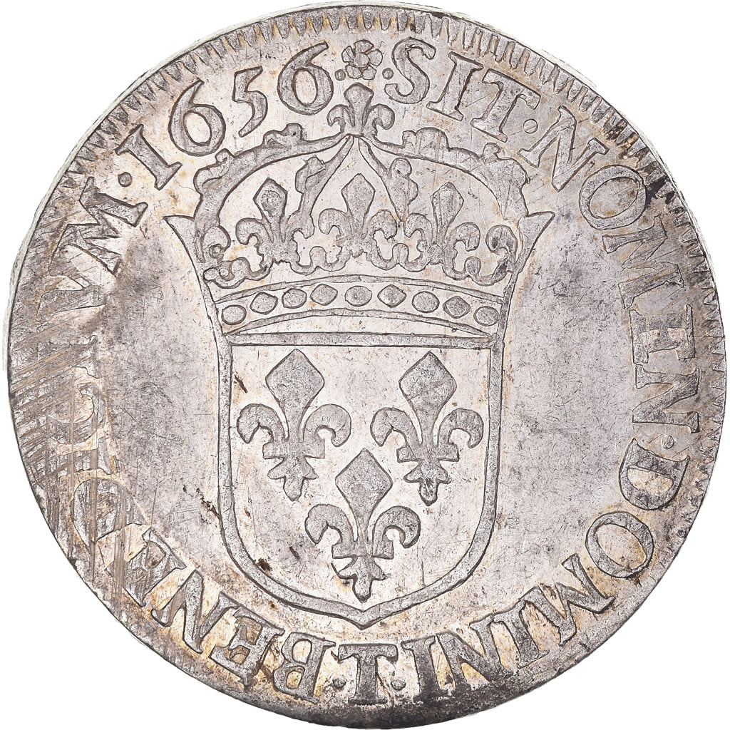 Moneda, Francia, Louis XIV, 1/2 Écu à la mèche longue, 1/2 Ecu, 1656, Nantes