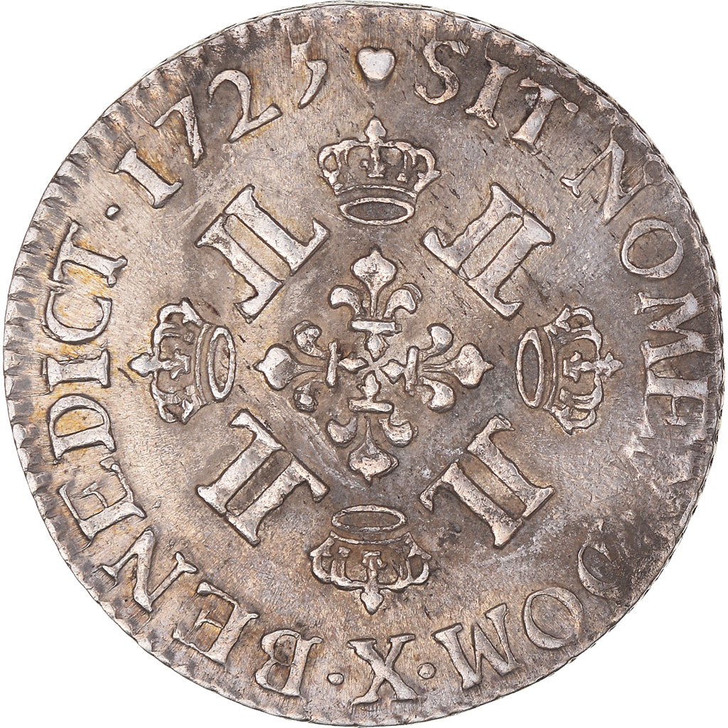 Moeda, França, Louis XV, 1/4 Écu aux 8 L, 30 Sols, 1/4 ECU, 1725, Amiens