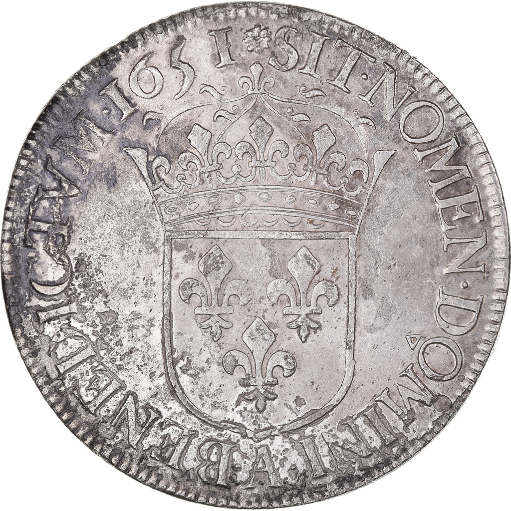 Moneda, Francia, Louis XIV, Écu à la mèche longue, Ecu, 1651, Paris, MBC