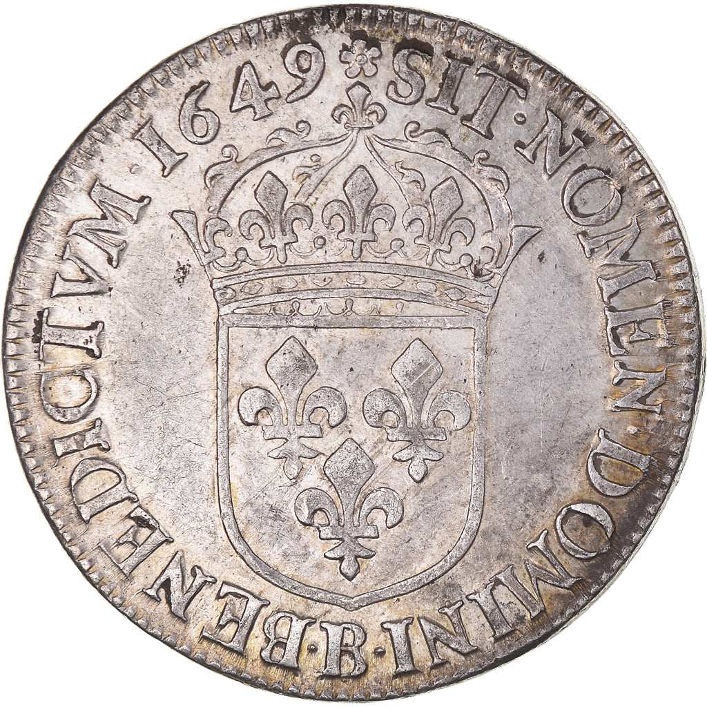 Coin, France, Louis XIV, 1/2 Écu à la mèche longue, 1/2 Ecu, 1649, Rouen