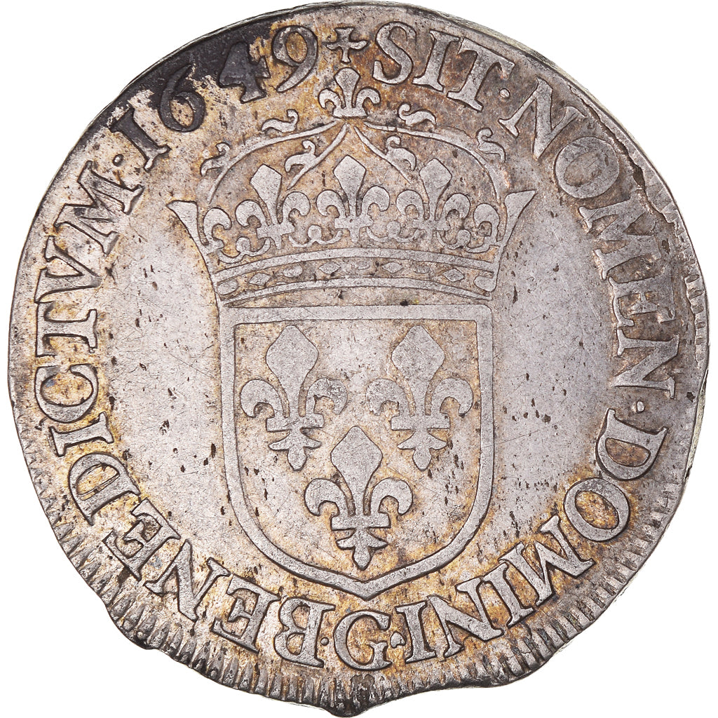 Munten, Frankrijk, Louis XIV, 1/2 Écu à la mèche longue, 1/2 Ecu, 1649