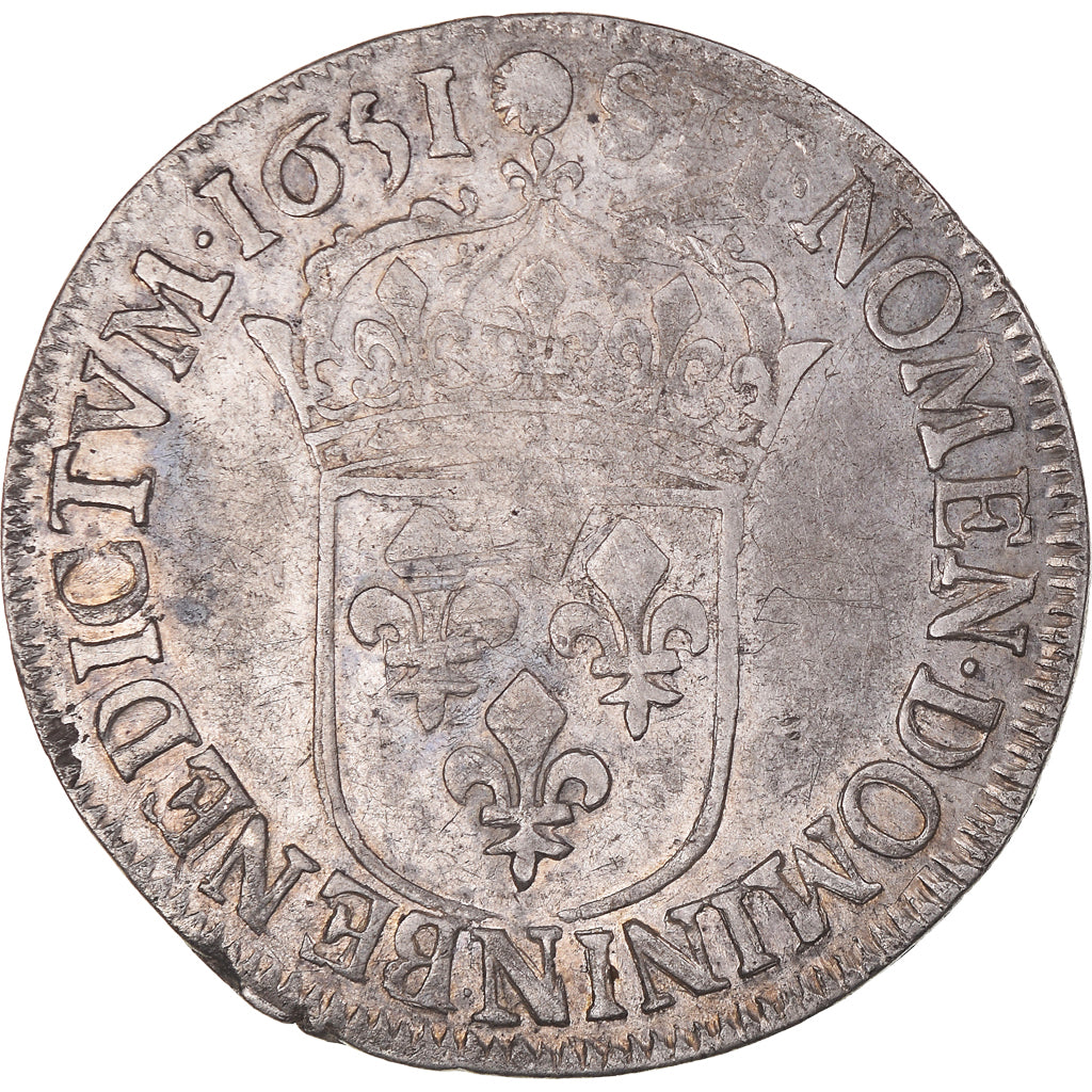 Munten, Frankrijk, Louis XIV, 1/2 Écu à la mèche longue, 1/2 Ecu, 1651
