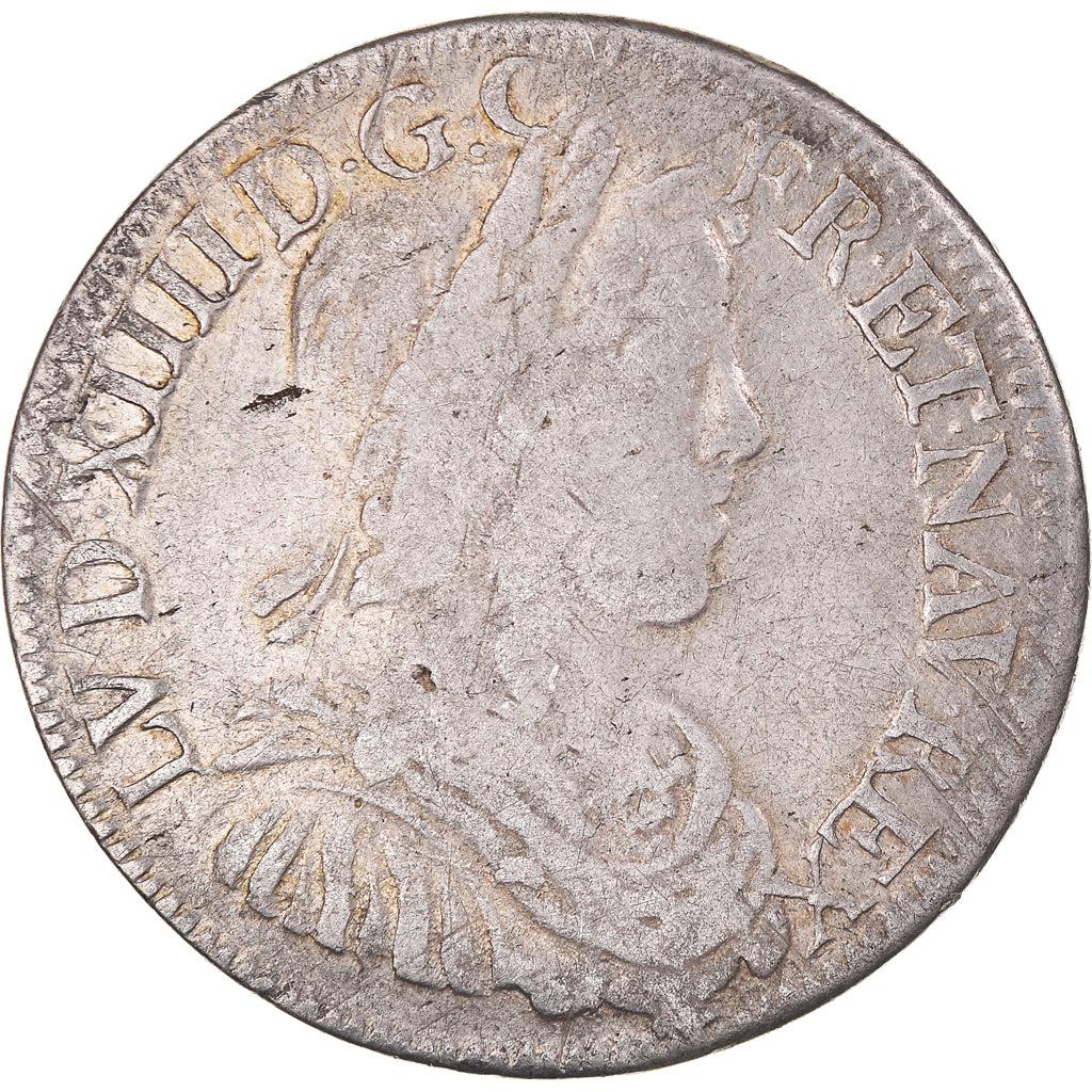 Coin, France, Louis XIV, 1/2 Écu à la mèche longue, 1/2 Ecu, 1651, Rennes