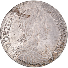 Moneda, Francia, Louis XIV, 1/2 Écu à la mèche longue, 1/2 Ecu, 1654, Rennes