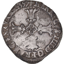 Monnaie, France, Henri IV, 1/4 d'écu à la croix feuillue de face, 1597