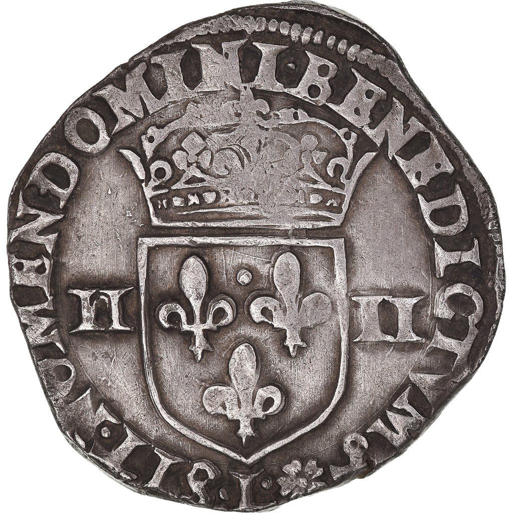 Monnaie, France, Henri IV, 1/4 d'écu à la croix feuillue de face, 1597