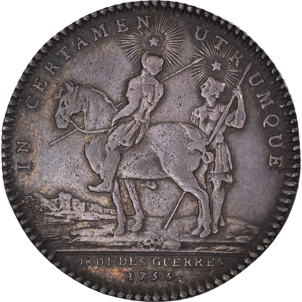 França, Token, Luís XV, Ordinaire des Guerres, 1753, EF(40-45), Prata