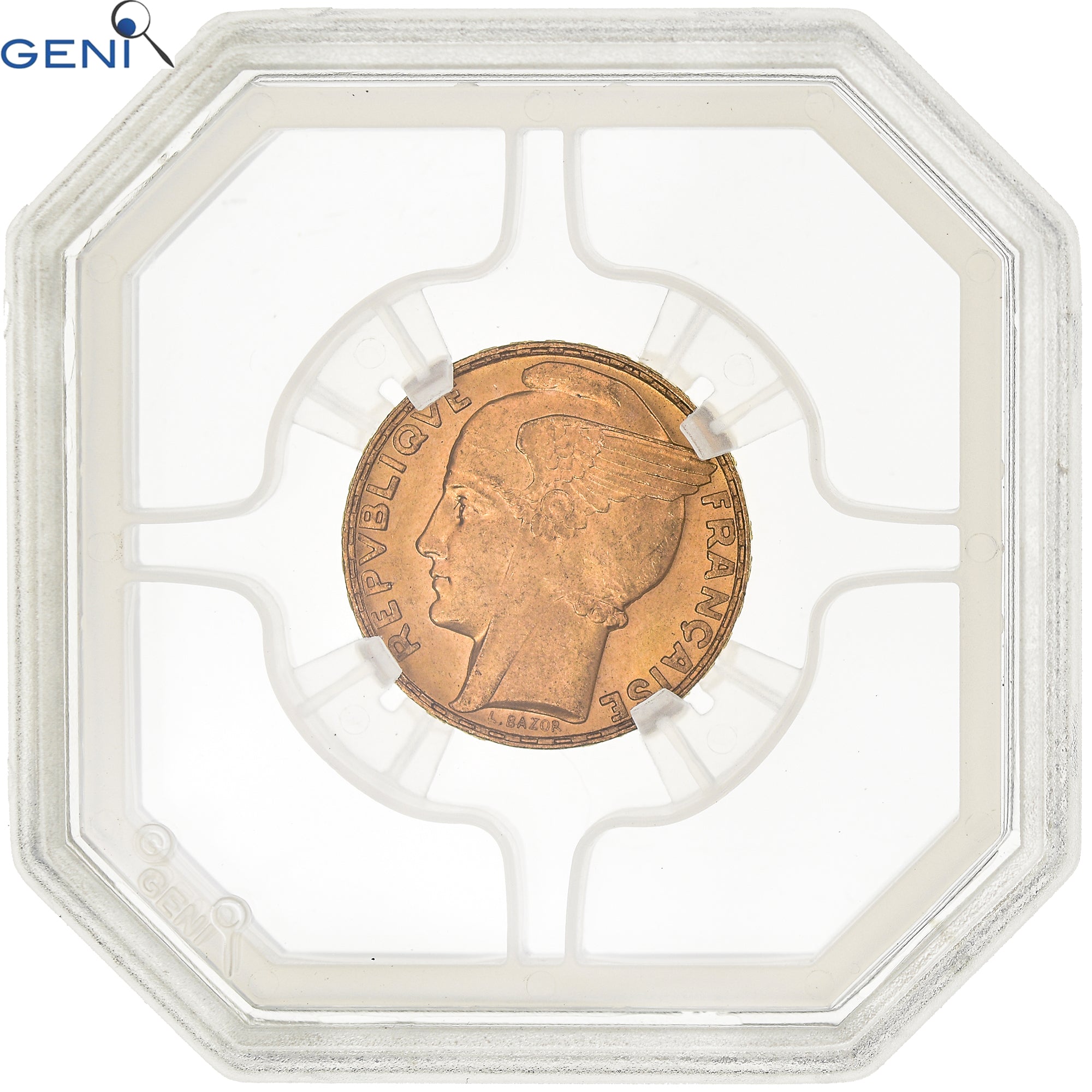 Coin, France, Bazor, 100 Francs, 1935, Paris, GENI, MS62, MS(60-62), Gold