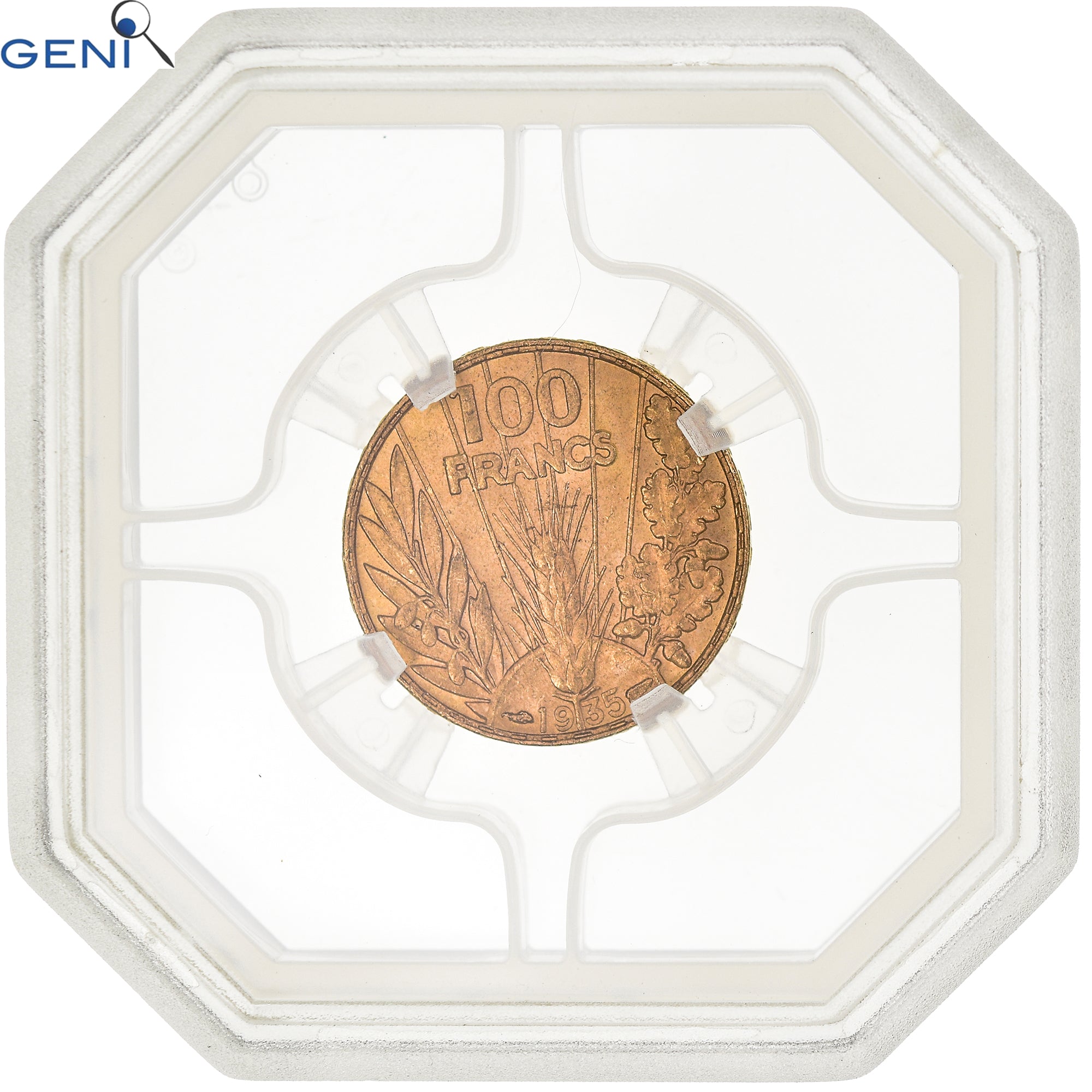Coin, France, Bazor, 100 Francs, 1935, Paris, GENI, MS62, MS(60-62), Gold