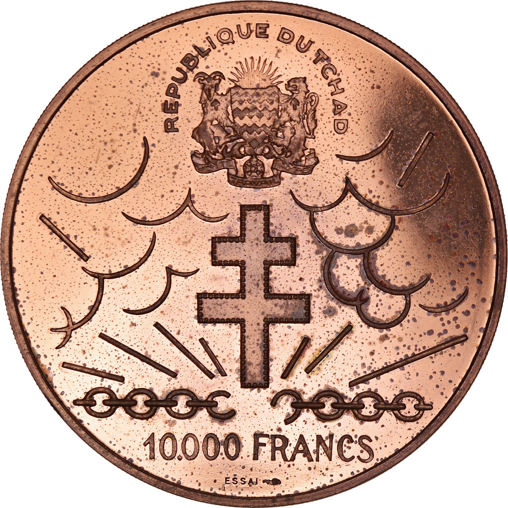 Coin, Chad, Général De Gaulle, 10000 Francs, 1970, Paris, ESSAI, MS(63)