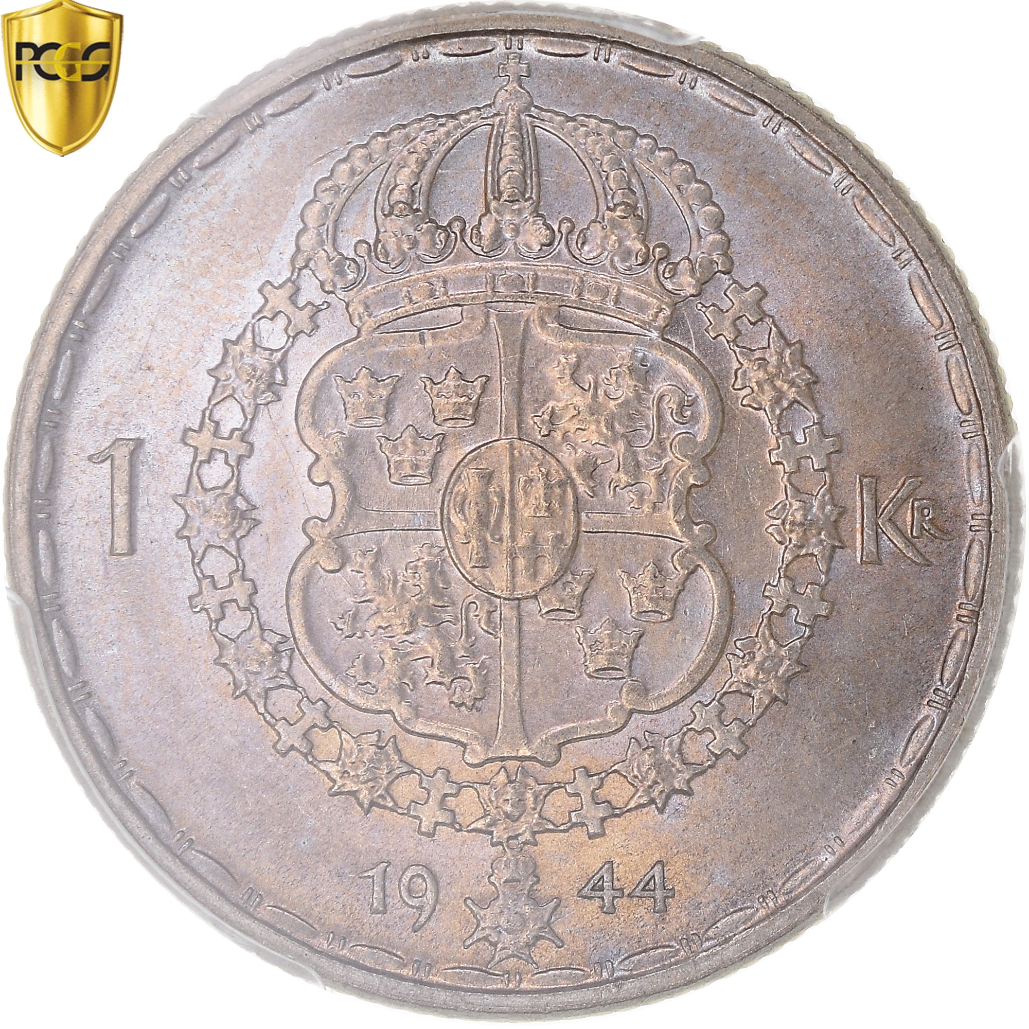 Coin, Sweden, Gustaf V, Krona, 1944, PCGS, AU58, AU(55-58), Silver, KM:814