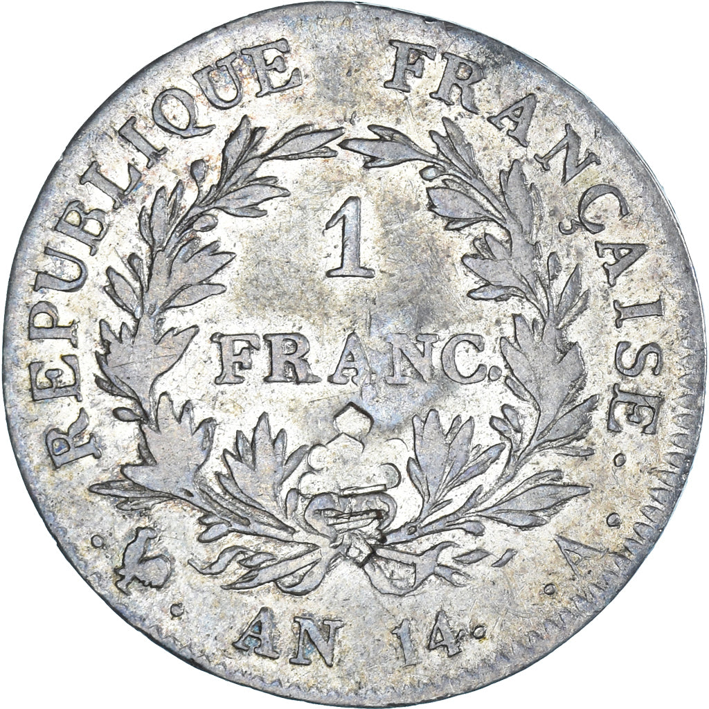 Coin, France, Napoleon I, Franc, AN 14, Paris, Countermark, EF(40-45), Silver
