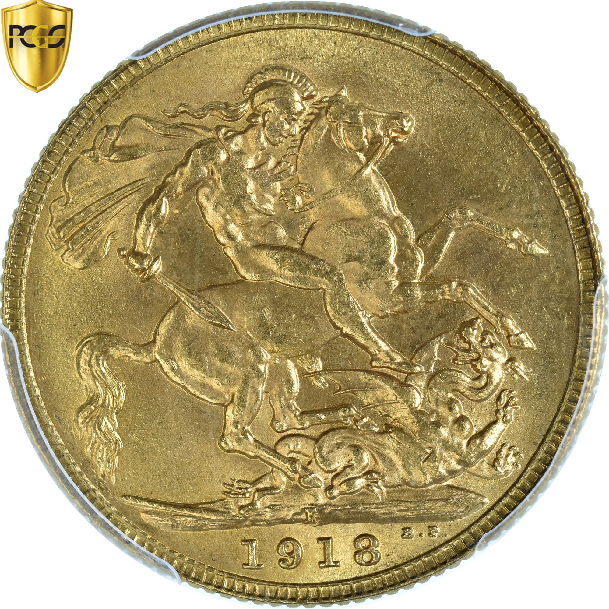 Coin, INDIA-BRITISH, George V, Sovereign, 1918, Bombay, PCGS, MS65, MS(65-70)