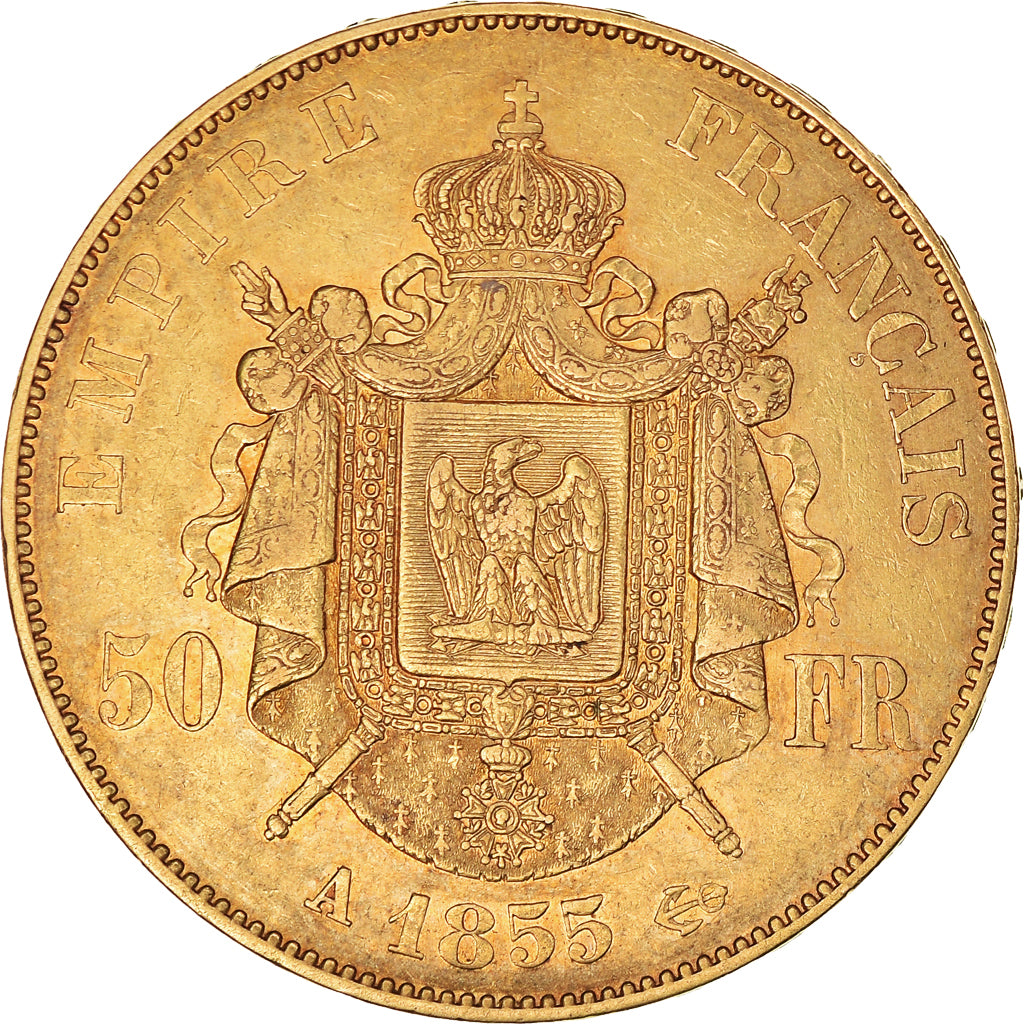 Coin, France, Napoleon III, 50 Francs, 1855, Paris, EF(40-45), Gold, KM:785.1