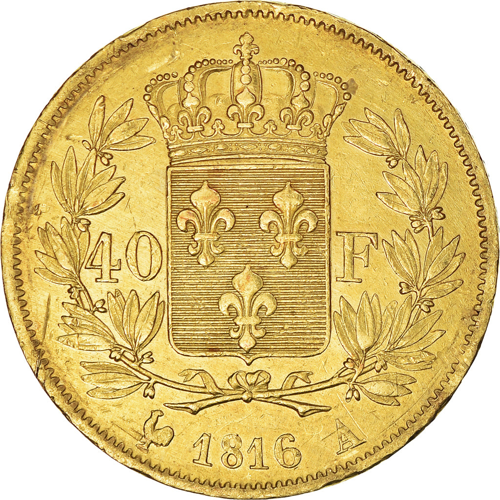 Moneda, Francia, Louis XVIII, 40 Francs, 1816, Paris, MBC, Oro, KM:713.1