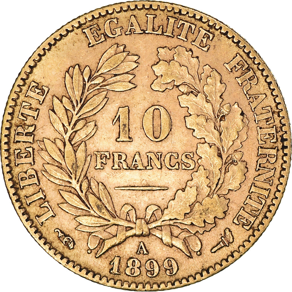 Moeda, França, Cérès, 10 Francs, 1899, Paris, AU(50-53), Dourado, KM:830