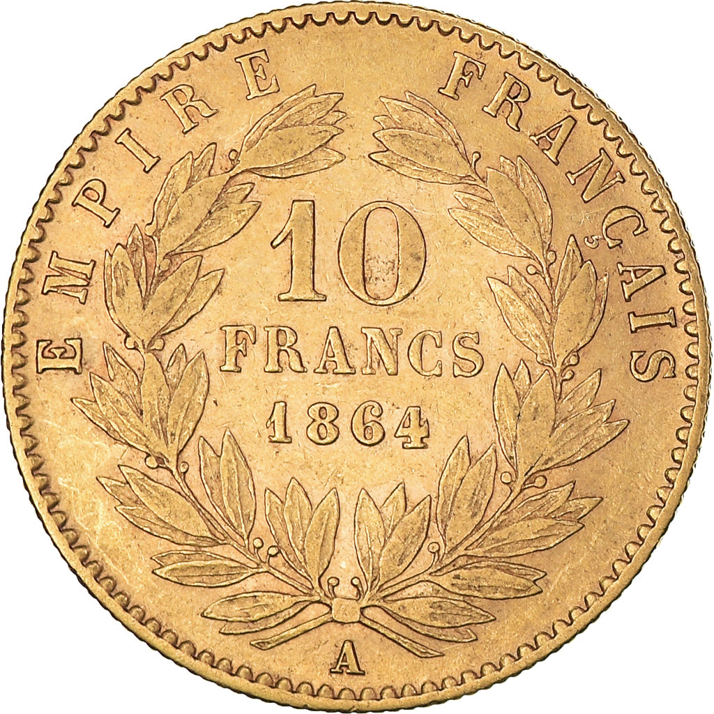 Monnaie, France, Napoleon III, 10 Francs, 1864, Paris, TTB, Or, Gadoury:1015