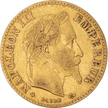 Moneta, Francia, Napoleon III, 10 Francs, 1868, Strasbourg, MB+, Oro, KM:784.4