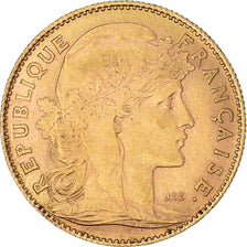 Moneda, Francia, Marianne, 10 Francs, 1912, Paris, Coq, MBC+, Oro, KM:846