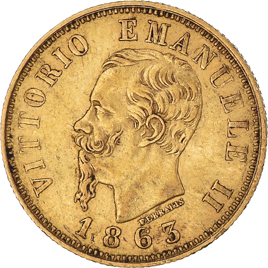 Coin, Italy, Vittorio Emanuele II, 10 Lire, 1863, Torino, EF(40-45), Gold