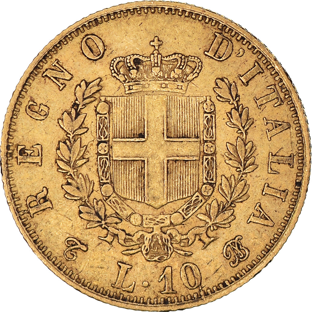 Coin, Italy, Vittorio Emanuele II, 10 Lire, 1863, Torino, EF(40-45), Gold