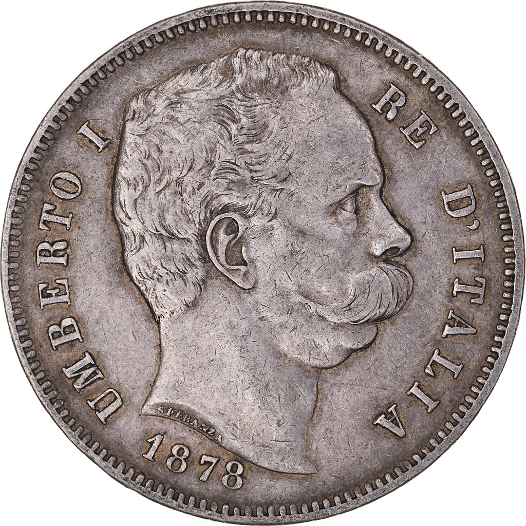 Coin, Italy, Umberto I, 5 Lire, 1878, Rome, EF(40-45), Silver, KM:20