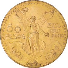 Munten, Mexico, 50 Pesos, 1924, Mexico City, PR+, Goud, KM:481