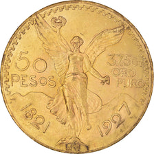 Moneda, México, 50 Pesos, 1927, Mexico City, EBC, Oro, KM:481
