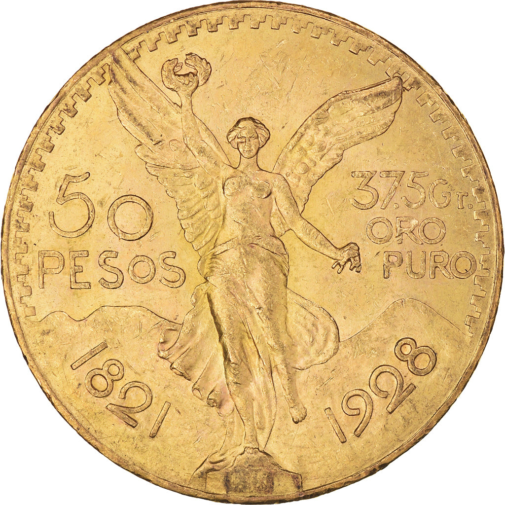 Moneda, México, 50 Pesos, 1928, Mexico City, EBC, Oro, KM:481
