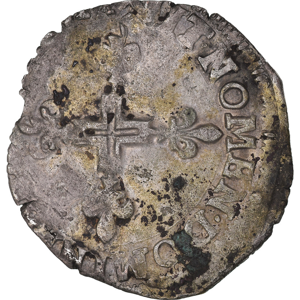 Moeda, França, Henri III, Double Sol Parisis, 1587, Aix-en-Provence, EF(40-45)