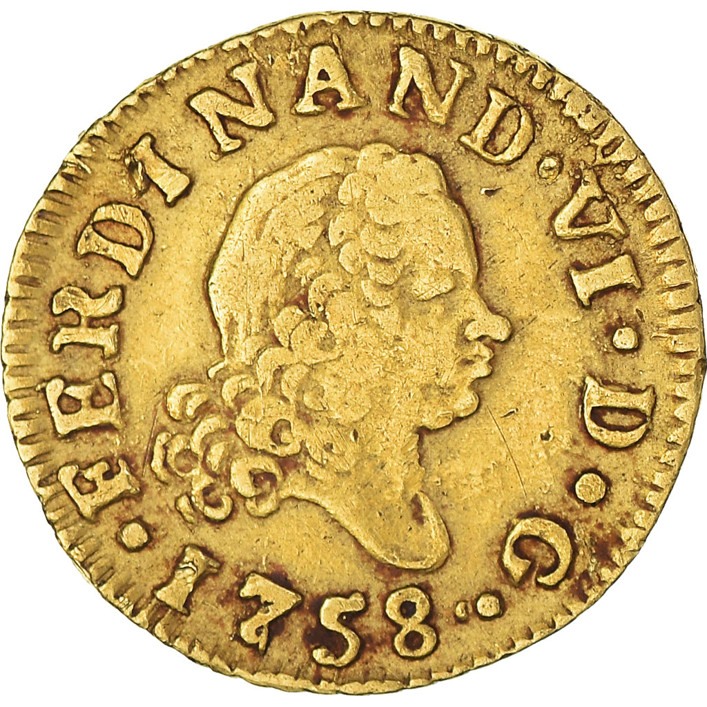 Monnaie, Espagne, Ferdinand VI, 1/2 Escudo, 1758, Madrid, TTB, Or, KM:378