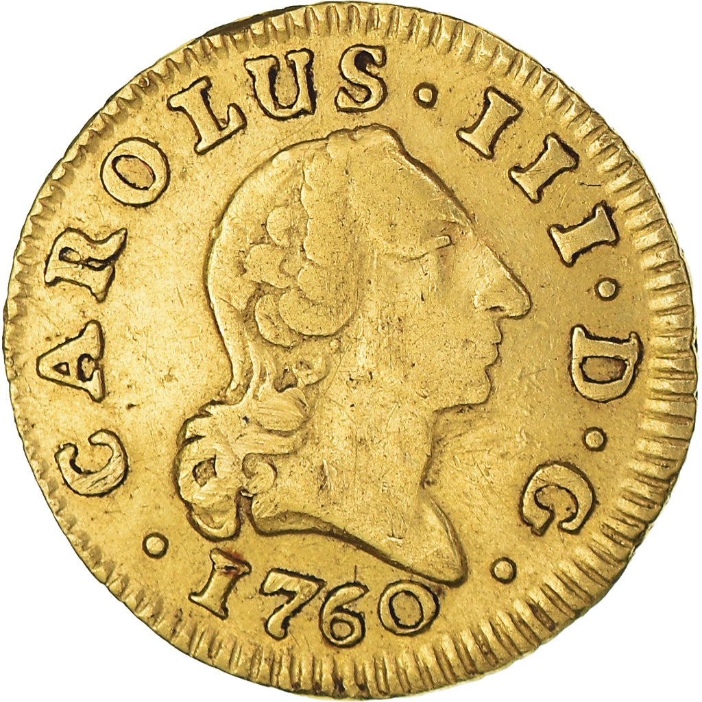 Moneda, España, Charles III, 1/2 Escudo, 1760, Madrid, MBC, Oro, KM:389.1