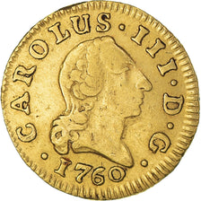 Moneda, España, Charles III, 1/2 Escudo, 1760, Madrid, MBC, Oro, KM:389.1