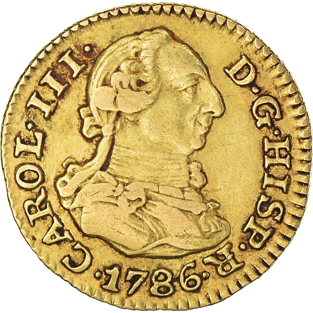Moneta, Hiszpania, Charles III, 1/2 Escudo, 1786, Madrid, AU(50-53), Złoto